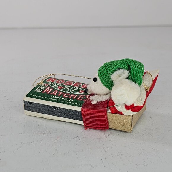 Vintage Rosebud Mouse in a Matchbox Christmas Ornament Match Box - Picture 2 of 9